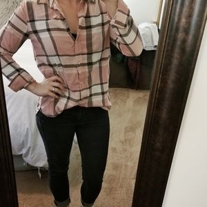 H&M Pink & Gray Plaid Shirt
